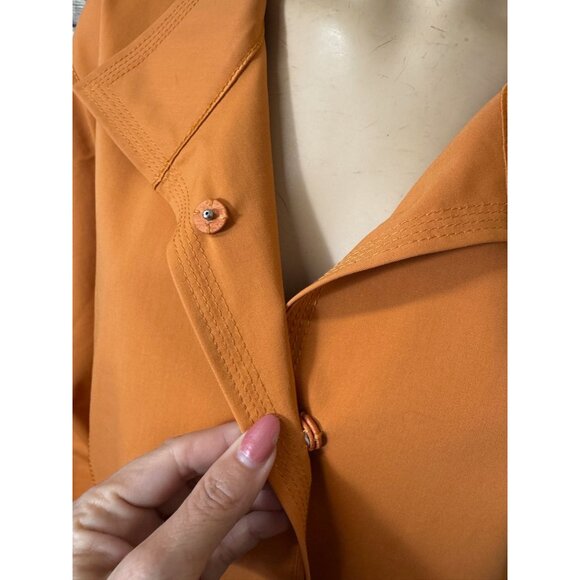 Lafayette 148 New York Blazer Jacket S Small Orange Snap Button 3/4 Sleeves Boxy - Picture 2 of 9